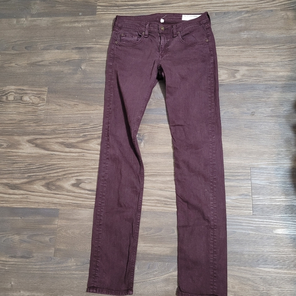 Rag & Bone Womens Skinny Jeans 25 Mid Rise Eggplant Purple Cotton Blend